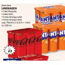Hofer Limonaden Coke Regular, Coke Zero, Fanta Orange oder Fanta Orange Zero HOFER Angebot