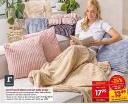 Interspar Cord Flanell Kissen 2er-Set oder Decke Angebot