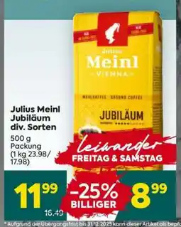 Billa Julius Meinl Jubiläum div. Sorten Angebot