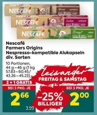 Billa Nescafé Farmers Origins Nespresso-kompatible Alukapseln div. Sorten Angebot