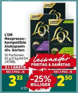 Billa L'OR Nespresso-kompatible Alukapseln div. Sorten Angebot