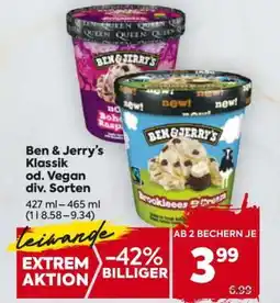 Billa Ben & Jerry's Klassik od. vegan div. Sorten Angebot