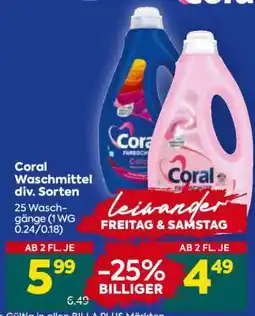 Billa Coral Waschmittel div. Sorten Angebot