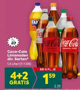 Billa Coca-Cola Limonaden div. Sorten Angebot