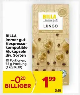 Billa BILLA immer gut Nespresso-kompatible Alukapseln div. Sorten Angebot