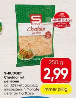 Spar S-BUDGET Cheddar rot gerieben Angebot