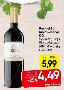 Spar Rey del Sol Rioja Reserva DO Angebot