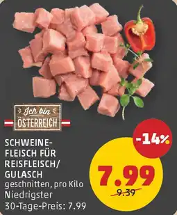 PENNY Schweine- fleisch für reisfleisch/ gulasch Angebot