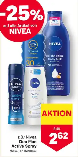 MPreis Nivea Deo Man Active Spray Angebot