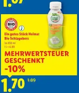 Lidl Bio Schlagobers Angebot