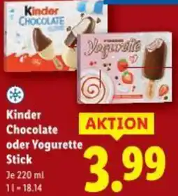 Lidl Kinder Chocolate oder Yogurette Stick Angebot