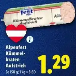 Lidl Alpenfest Kümmel-braten Aufstrich Angebot
