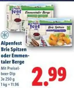 Lidl Alpenfest Brie Spitzen oder Emmen-taler Berge Angebot