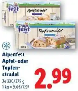 Lidl Alpenfest Apfel- oder Topfen- strudel Angebot