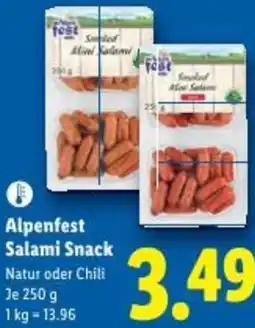 Lidl Alpenfest Salami Snack Natur oder Chili Angebot