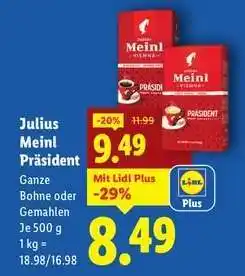 Lidl JULIUS MEINL PRÄSIDENT Angebot