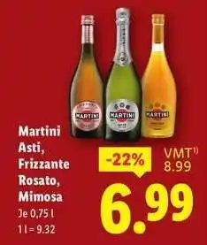 Lidl Martini Asti, Frizzante Rosato, Mimosa Angebot