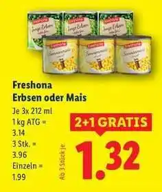 Lidl Freshona Erbsen oder Mais Angebot