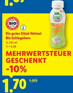 Lidl Ein gutes Stück Heimat Bio Schlagobers Angebot