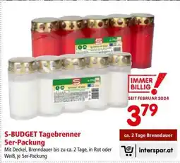 Interspar S-BUDGET Tagebrenner 5er-Packung Angebot