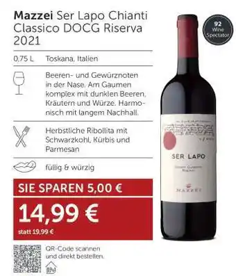 Interspar Mazzei Ser Lapo Chianti Classico DOCG Riserva 2021 Angebot