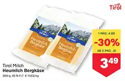 MPreis Tirol milch heumilch bergkäse Angebot