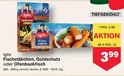 MPreis Iglo fischstäbchen, goldschatz oder ofenbackfisch Angebot