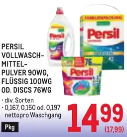 Metro Persil vollwasch- mittel- pulver 90wg, flüssig 100wg od. discs 76wg Angebot