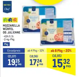 Metro Mozzarella würfel od. julienne Angebot