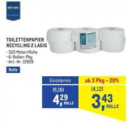 Metro Toilettenpapier recycling 2 lagig Angebot