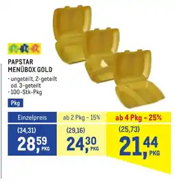 Metro Papstar menübox gold Angebot