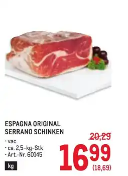 Metro Espagna original serrano schinken Angebot