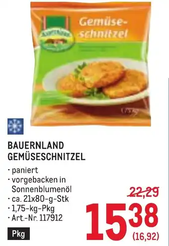 Metro Bauernland gemüseschnitzel Angebot
