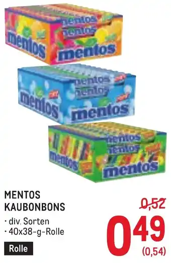 Metro Mentos kaubonbons Angebot