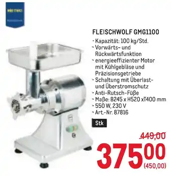 Metro Fleischwolf gmg1100 Angebot