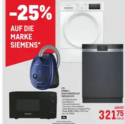 Metro Einbau- geschirrspüler sn53hs10te Angebot