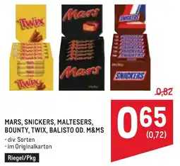 Metro Mars, snickers, maltesers, bounty, twix, balisto od. m&ms Angebot