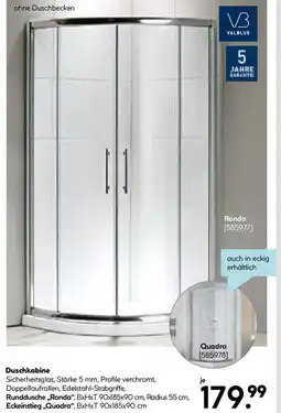 Hellweg Valblue Eckdusche Quadra für Duschwanne Angebot