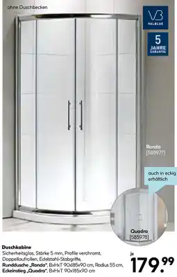 Hellweg Valblue Runddusche Ronda für Duschwanne mit 550 mm Radius chromoptik Angebot