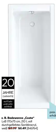 Hellweg Ottofond Badewanne Costa Angebot