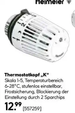 Hellweg Heimeier Thermostat-Kopf Typ K weiß Angebot