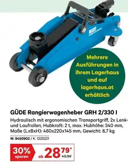 Lagerhaus GÜDE Rangierwagenheber GRH 2/330 Angebot