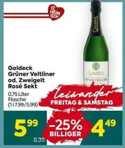 Billa Goldeck Grüner Veltliner od. Zweigelt Rosé Sekt Angebot
