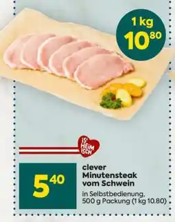 Billa clever Minutensteak vom Schwein Angebot