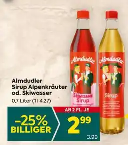 Billa Almdudler Sirup Alpenkräuter od. Skiwasser Angebot