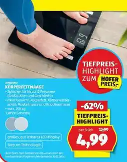 Hofer AMBIA KÖRPERFETTWAAGE Angebot