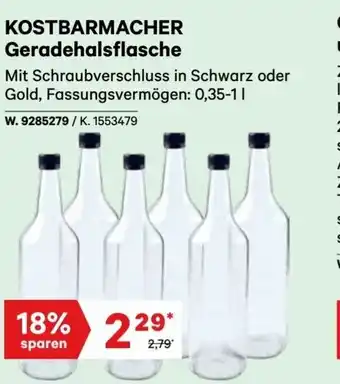 Lagerhaus KOSTBARMACHER Geradehalsflasche Angebot
