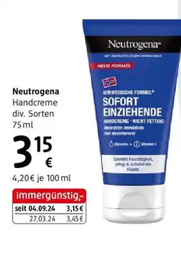 dm Neutrogena Handcreme div. Sorten Angebot