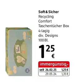 dm Soft & Sicher Recycling Comfort Taschentücher Box 4-lagig div. Designs Angebot