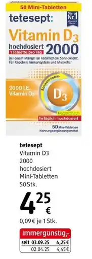 dm tetesept Vitamin D3 hochdosiert Mini-Tabletten 50 Stk Angebot